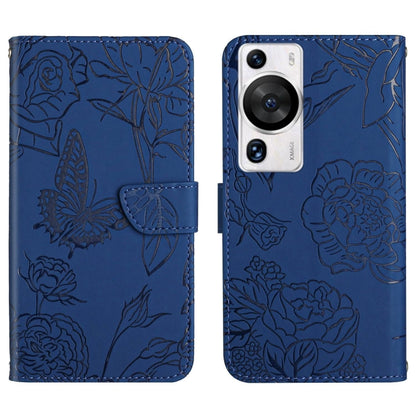 HT03 เคสโทรศัพท์หนังพลิกลายผีเสื้อ Skin Feel Butterfly, For Huawei P60 Pro