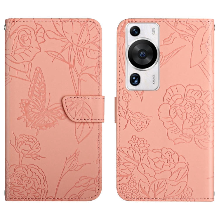 HT03 เคสโทรศัพท์หนังพลิกลายผีเสื้อ Skin Feel Butterfly, For Huawei P60 Pro