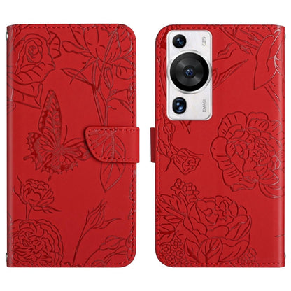 HT03 เคสโทรศัพท์หนังพลิกลายผีเสื้อ Skin Feel Butterfly, For Huawei P60 Pro