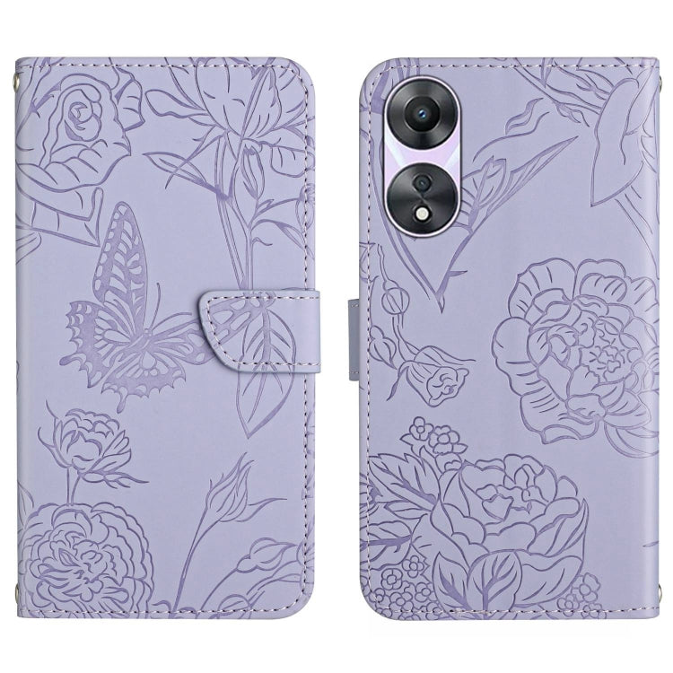 HT03 เคสโทรศัพท์หนังพลิกลายผีเสื้อ Skin Feel Butterfly, For OPPO K12x 5G Global, For OPPO A60 4G, For OPPO Reno11 F 5G/F25 Pro 5G, For OPPO A18 / A38 4G, For OPPO A58 4G, For OPPO Reno10 Pro+, For OPPO A79 5G, For OPPO A59 5G