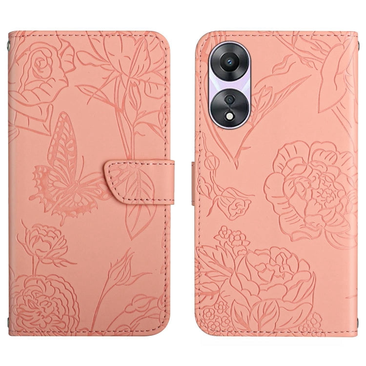 HT03 เคสโทรศัพท์หนังพลิกลายผีเสื้อ Skin Feel Butterfly, For OPPO K12x 5G Global, For OPPO A60 4G, For OPPO Reno11 F 5G/F25 Pro 5G, For OPPO A18 / A38 4G, For OPPO A58 4G, For OPPO Reno10 Pro+, For OPPO A79 5G, For OPPO A59 5G