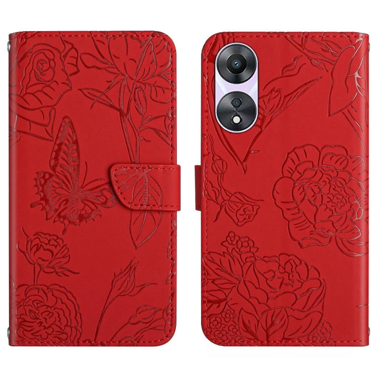 HT03 เคสโทรศัพท์หนังพลิกลายผีเสื้อ Skin Feel Butterfly, For OPPO K12x 5G Global, For OPPO A60 4G, For OPPO Reno11 F 5G/F25 Pro 5G, For OPPO A18 / A38 4G, For OPPO A58 4G, For OPPO Reno10 Pro+, For OPPO A79 5G, For OPPO A59 5G