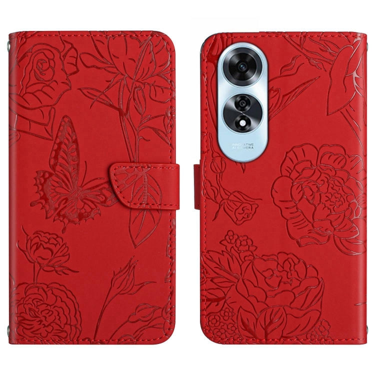 HT03 เคสโทรศัพท์หนังพลิกลายผีเสื้อ Skin Feel Butterfly, For OPPO K12x 5G Global, For OPPO A60 4G, For OPPO Reno11 F 5G/F25 Pro 5G, For OPPO A18 / A38 4G, For OPPO A58 4G, For OPPO Reno10 Pro+, For OPPO A79 5G, For OPPO A59 5G