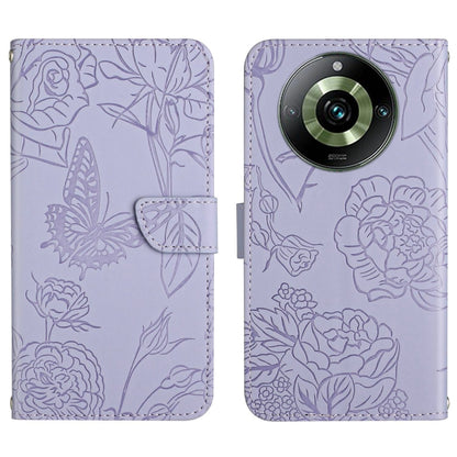 HT03 เคสโทรศัพท์หนังพลิกลายผีเสื้อ Skin Feel Butterfly, For Realme 11 5G Global, For Realme 11 4G Global, For Realme 11 Pro