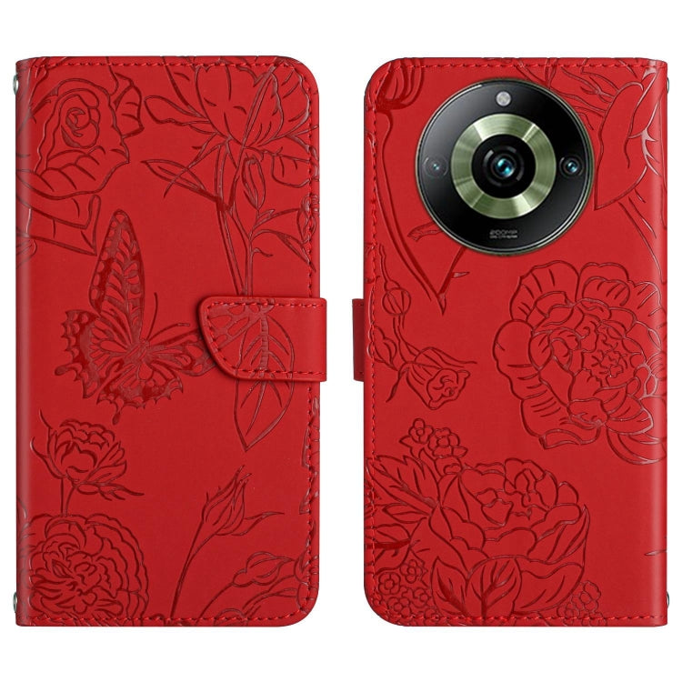 HT03 เคสโทรศัพท์หนังพลิกลายผีเสื้อ Skin Feel Butterfly, For Realme 11 5G Global, For Realme 11 4G Global, For Realme 11 Pro
