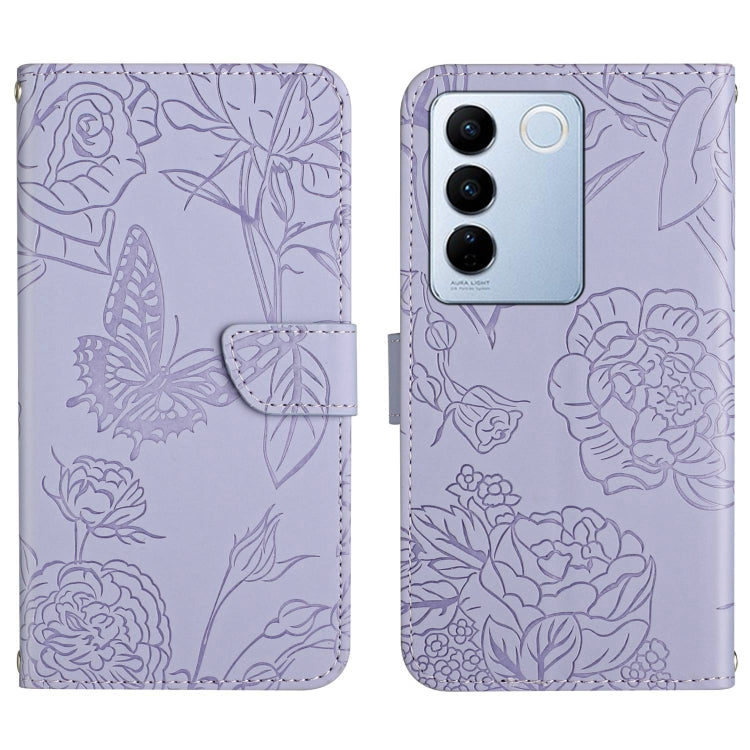 HT03 เคสโทรศัพท์หนังพลิกลายผีเสื้อ Skin Feel Butterfly, For vivo Y02A 4G / Y02 4G / Y11 2023, For vivo Y56 5G Global, For vivo V27E 4G Global, For vivo Y02S Global / Y16 4G Global, For vivo Y77 5G Global / Y22S 4G Global, For vivo Y77E 5G              ...
