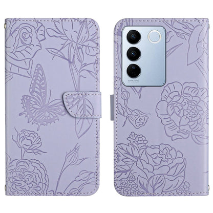 HT03 เคสโทรศัพท์หนังพลิกลายผีเสื้อ Skin Feel Butterfly, For vivo Y02A 4G / Y02 4G / Y11 2023, For vivo Y56 5G Global, For vivo V27E 4G Global, For vivo Y02S Global / Y16 4G Global, For vivo Y77 5G Global / Y22S 4G Global, For vivo Y77E 5G              ...
