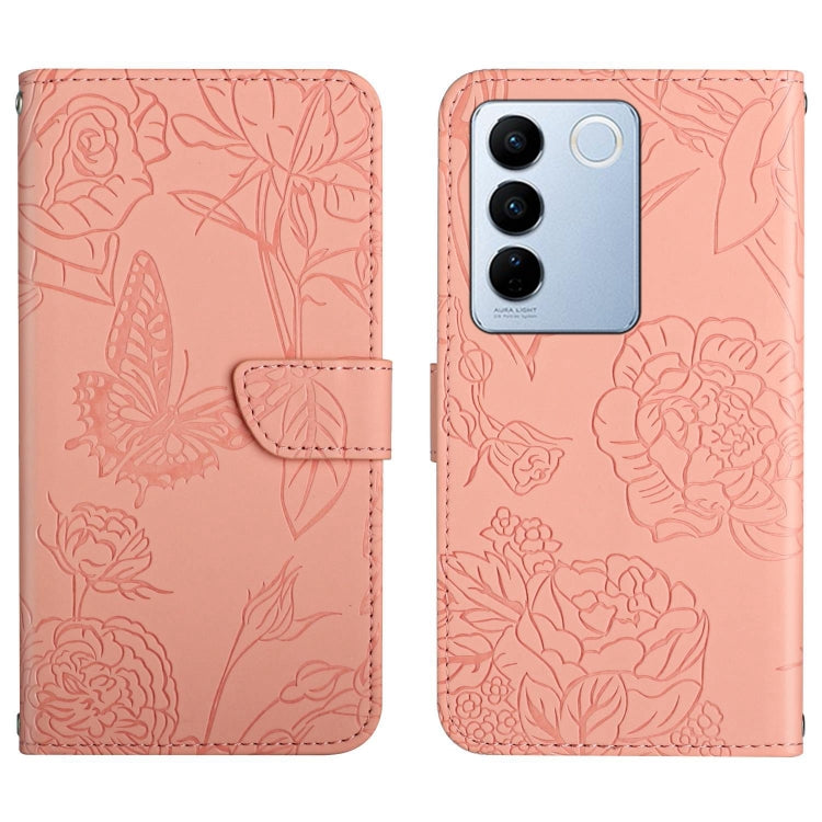 HT03 เคสโทรศัพท์หนังพลิกลายผีเสื้อ Skin Feel Butterfly, For vivo Y02A 4G / Y02 4G / Y11 2023, For vivo Y56 5G Global, For vivo V27E 4G Global, For vivo Y02S Global / Y16 4G Global, For vivo Y77 5G Global / Y22S 4G Global, For vivo Y77E 5G              ...