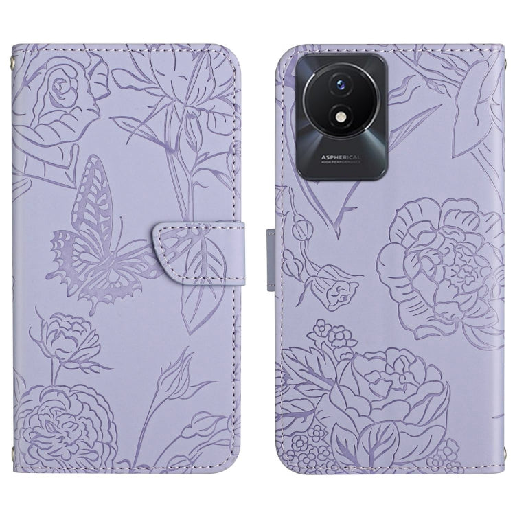HT03 เคสโทรศัพท์หนังพลิกลายผีเสื้อ Skin Feel Butterfly, For vivo Y02A 4G / Y02 4G / Y11 2023, For vivo Y56 5G Global, For vivo V27E 4G Global, For vivo Y02S Global / Y16 4G Global, For vivo Y77 5G Global / Y22S 4G Global, For vivo Y77E 5G              ...