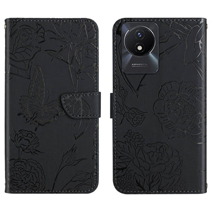 HT03 เคสโทรศัพท์หนังพลิกลายผีเสื้อ Skin Feel Butterfly, For vivo Y02A 4G / Y02 4G / Y11 2023, For vivo Y56 5G Global, For vivo V27E 4G Global, For vivo Y02S Global / Y16 4G Global, For vivo Y77 5G Global / Y22S 4G Global, For vivo Y77E 5G              ...