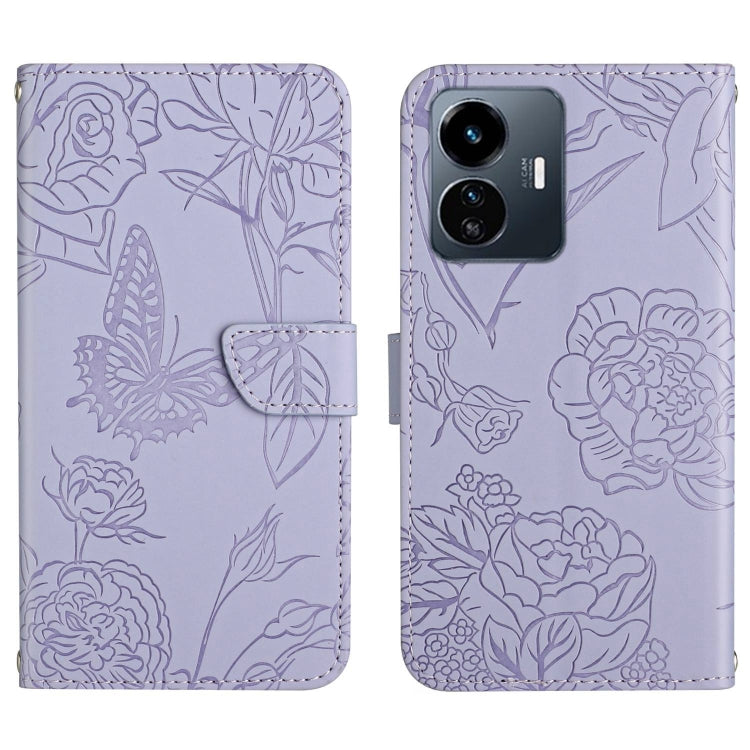 HT03 เคสโทรศัพท์หนังพลิกลายผีเสื้อ Skin Feel Butterfly, For vivo Y02A 4G / Y02 4G / Y11 2023, For vivo Y56 5G Global, For vivo V27E 4G Global, For vivo Y02S Global / Y16 4G Global, For vivo Y77 5G Global / Y22S 4G Global, For vivo Y77E 5G              ...