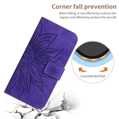 Skin Feel Sun Flower เคสโทรศัพท์หนังพลิกลายนูนพร้อมเชือกเส้นเล็ก, For Huawei P60 Pro