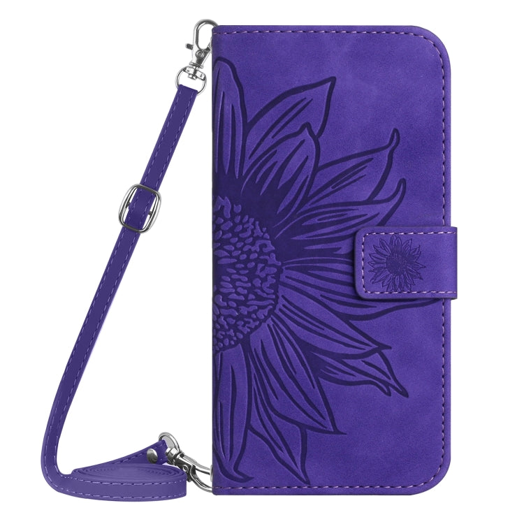 Skin Feel Sun Flower เคสโทรศัพท์หนังพลิกลายนูนพร้อมเชือกเส้นเล็ก, For OPPO Reno10 Pro+