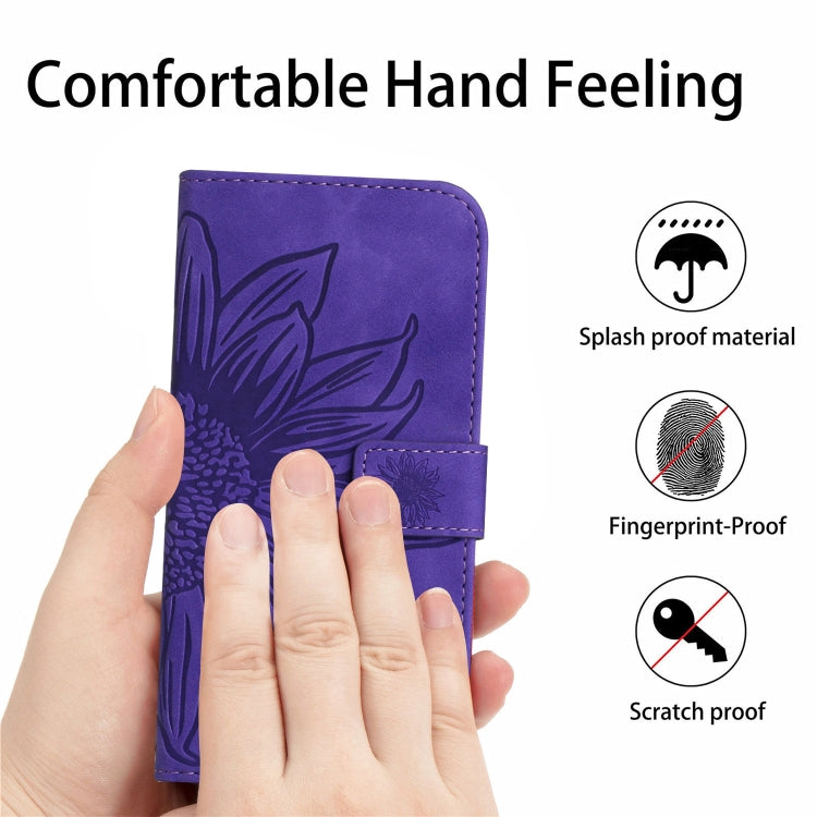 Skin Feel Sun Flower เคสโทรศัพท์หนังพลิกลายนูนพร้อมเชือกเส้นเล็ก, For OPPO Reno10 Pro+