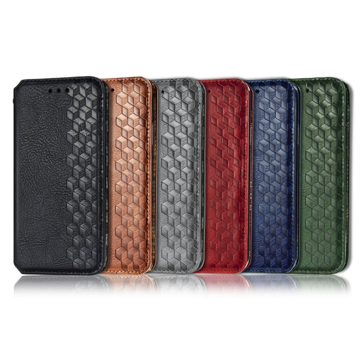 Cubic Grid Pressed ซองหนังแม่เหล็กพลิกแนวนอนพร้อมตัวยึดและช่องเสียบการ์ดและกระเป๋าสตางค์, For Samsung Galaxy A51