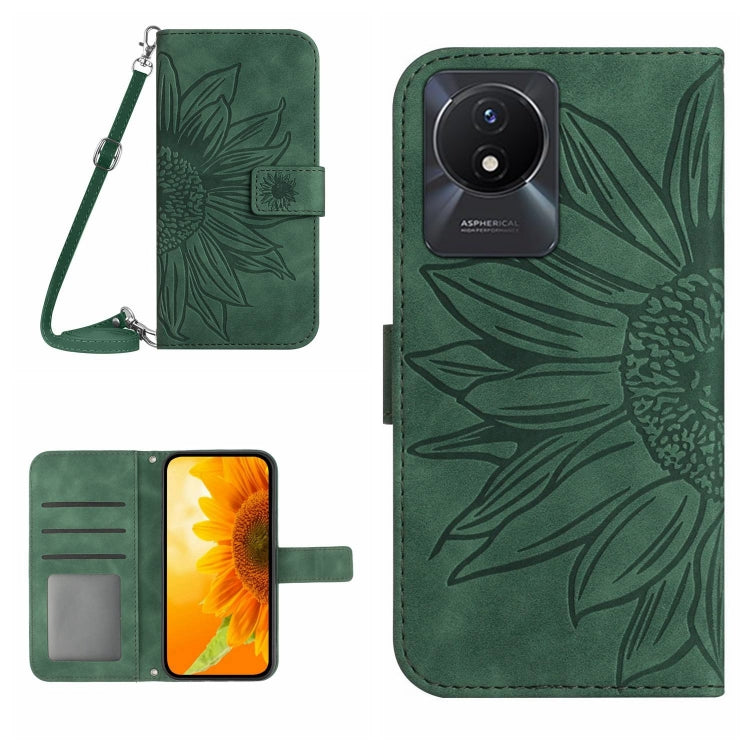 Skin Feel Sun Flower เคสโทรศัพท์หนังพลิกลายนูนพร้อมเชือกเส้นเล็ก, For vivo V27E 4G Global, For vivo Y02A 4G / Y02 4G / Y11 2023, For vivo Y55S 5G 2023 / Y55 5G / T1 5G, For vivo Y75 5G Global