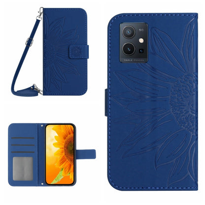 Skin Feel Sun Flower เคสโทรศัพท์หนังพลิกลายนูนพร้อมเชือกเส้นเล็ก, For vivo V27E 4G Global, For vivo Y02A 4G / Y02 4G / Y11 2023, For vivo Y55S 5G 2023 / Y55 5G / T1 5G, For vivo Y75 5G Global