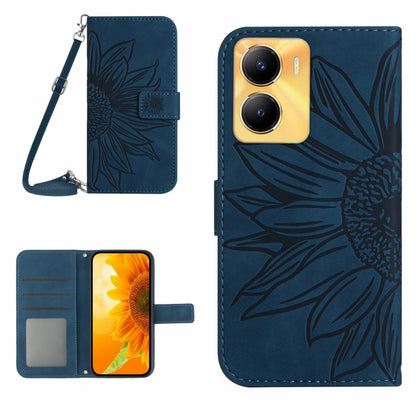 Skin Feel Sun Flower เคสโทรศัพท์หนังพลิกลายนูนพร้อมเชือกเส้นเล็ก, For vivo Y56 5G Global, For vivo Y02S Global / Y16 4G Global, For vivo Y77E 5G, For vivo Y77 5G Global / Y22S 4G Global