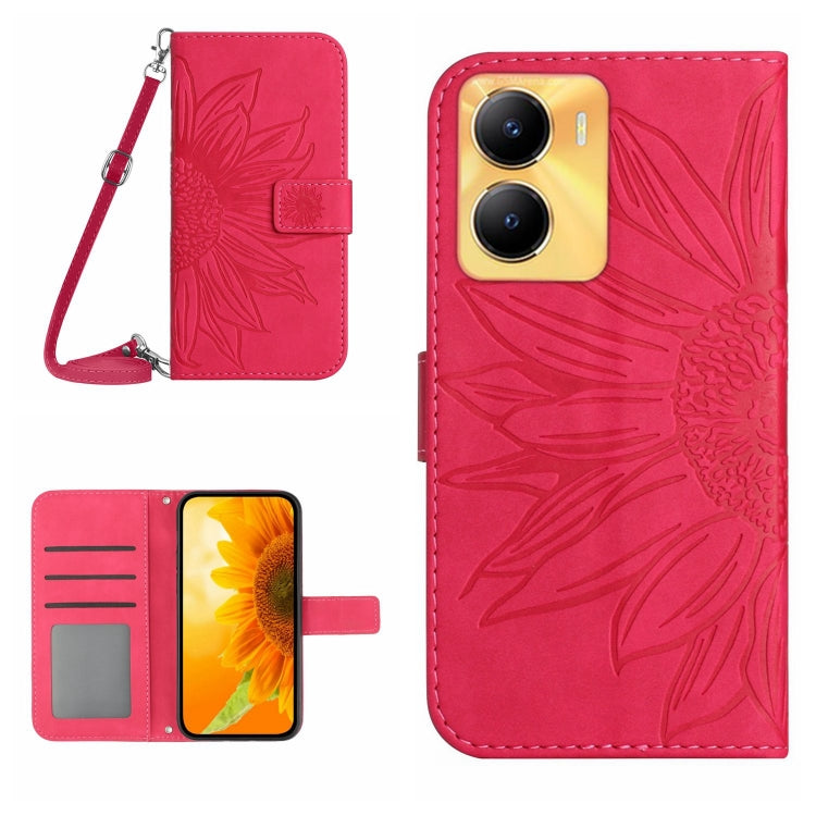 Skin Feel Sun Flower เคสโทรศัพท์หนังพลิกลายนูนพร้อมเชือกเส้นเล็ก, For vivo Y56 5G Global, For vivo Y02S Global / Y16 4G Global, For vivo Y77E 5G, For vivo Y77 5G Global / Y22S 4G Global