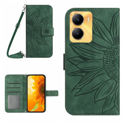 Skin Feel Sun Flower เคสโทรศัพท์หนังพลิกลายนูนพร้อมเชือกเส้นเล็ก, For vivo Y56 5G Global, For vivo Y02S Global / Y16 4G Global, For vivo Y77E 5G, For vivo Y77 5G Global / Y22S 4G Global