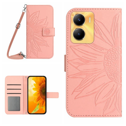 Skin Feel Sun Flower เคสโทรศัพท์หนังพลิกลายนูนพร้อมเชือกเส้นเล็ก, For vivo Y56 5G Global, For vivo Y02S Global / Y16 4G Global, For vivo Y77E 5G, For vivo Y77 5G Global / Y22S 4G Global