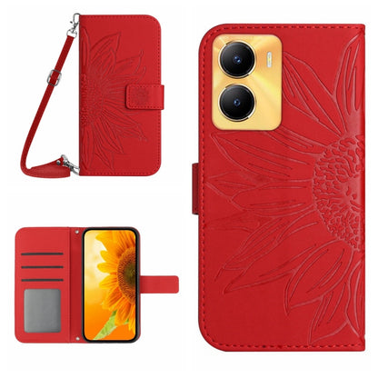 Skin Feel Sun Flower เคสโทรศัพท์หนังพลิกลายนูนพร้อมเชือกเส้นเล็ก, For vivo Y56 5G Global, For vivo Y02S Global / Y16 4G Global, For vivo Y77E 5G, For vivo Y77 5G Global / Y22S 4G Global