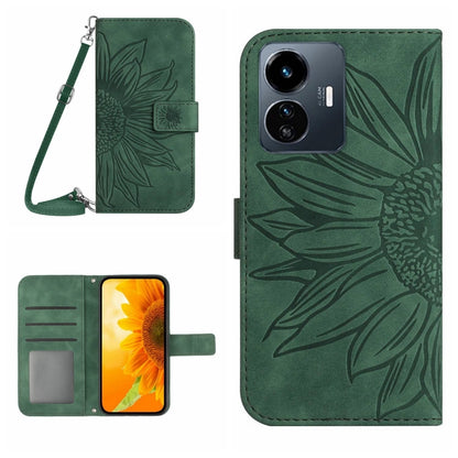 Skin Feel Sun Flower เคสโทรศัพท์หนังพลิกลายนูนพร้อมเชือกเส้นเล็ก, For vivo Y56 5G Global, For vivo Y02S Global / Y16 4G Global, For vivo Y77E 5G, For vivo Y77 5G Global / Y22S 4G Global
