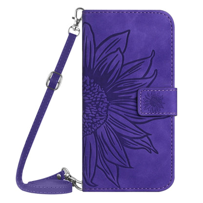 Skin Feel Sun Flower เคสโทรศัพท์หนังพลิกลายนูนพร้อมเชือกเส้นเล็ก, For vivo Y22 4G Global / Y35 4G Global