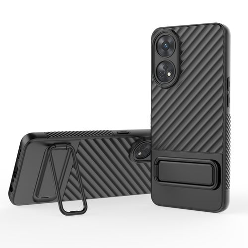 เคสโทรศัพท์ TPU เนื้อหยักพร้อมฟิล์มเลนส์, For OPPO Reno8 T 4G
