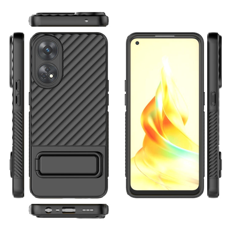 เคสโทรศัพท์ TPU เนื้อหยักพร้อมฟิล์มเลนส์, For OPPO Reno8 T 4G