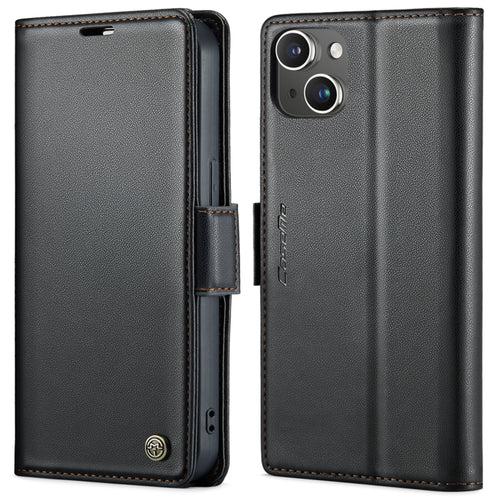 CaseMe 023 ซองใส่โทรศัพท์หนังกันขโมยหัวเข็มขัดลายลิ้นจี่ลายผีเสื้อ, For iPhone 14, For iPhone 15 Pro Max, For iPhone 14 Plus, For iPhone 15 Pro, For iPhone 14 Pro, For iPhone 15 Plus, For iPhone 14 Pro Max, For iPhone 15