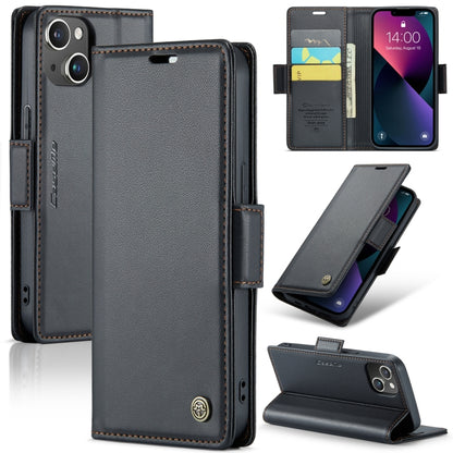 CaseMe 023 ซองใส่โทรศัพท์หนังกันขโมยหัวเข็มขัดลายลิ้นจี่ลายผีเสื้อ, For iPhone 14, For iPhone 15 Pro Max, For iPhone 14 Plus, For iPhone 15 Pro, For iPhone 14 Pro, For iPhone 15 Plus, For iPhone 14 Pro Max, For iPhone 15