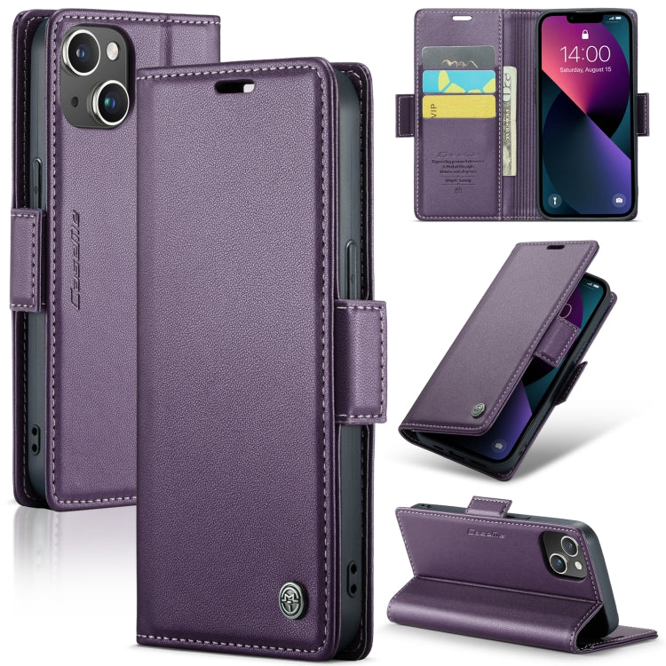 CaseMe 023 ซองใส่โทรศัพท์หนังกันขโมยหัวเข็มขัดลายลิ้นจี่ลายผีเสื้อ, For iPhone 14, For iPhone 15 Pro Max, For iPhone 14 Plus, For iPhone 15 Pro, For iPhone 14 Pro, For iPhone 15 Plus, For iPhone 14 Pro Max, For iPhone 15