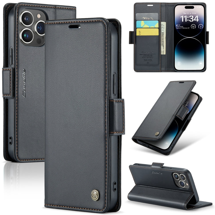 CaseMe 023 ซองใส่โทรศัพท์หนังกันขโมยหัวเข็มขัดลายลิ้นจี่ลายผีเสื้อ, For iPhone 14, For iPhone 15 Pro Max, For iPhone 14 Plus, For iPhone 15 Pro, For iPhone 14 Pro, For iPhone 15 Plus, For iPhone 14 Pro Max, For iPhone 15