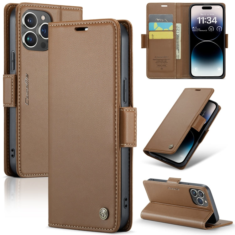 CaseMe 023 ซองใส่โทรศัพท์หนังกันขโมยหัวเข็มขัดลายลิ้นจี่ลายผีเสื้อ, For iPhone 14, For iPhone 15 Pro Max, For iPhone 14 Plus, For iPhone 15 Pro, For iPhone 14 Pro, For iPhone 15 Plus, For iPhone 14 Pro Max, For iPhone 15