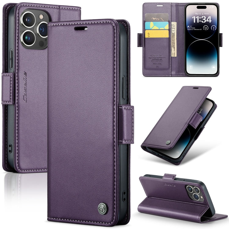 CaseMe 023 ซองใส่โทรศัพท์หนังกันขโมยหัวเข็มขัดลายลิ้นจี่ลายผีเสื้อ, For iPhone 14, For iPhone 15 Pro Max, For iPhone 14 Plus, For iPhone 15 Pro, For iPhone 14 Pro, For iPhone 15 Plus, For iPhone 14 Pro Max, For iPhone 15