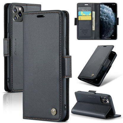 CaseMe 023 ซองใส่โทรศัพท์หนังกันขโมยหัวเข็มขัดลายลิ้นจี่ลายผีเสื้อ, For iPhone 11 Pro, For iPhone 11 Pro Max, For iPhone XS Max, For iPhone XS, For iPhone XR, For iPhone SE 2022/SE 2020/6/7/8, For iPhone 6 Plus/7 Plus/8 Plus