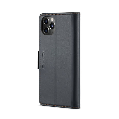 CaseMe 023 ซองใส่โทรศัพท์หนังกันขโมยหัวเข็มขัดลายลิ้นจี่ลายผีเสื้อ, For iPhone 11 Pro, For iPhone 11 Pro Max, For iPhone XS Max, For iPhone XS, For iPhone XR, For iPhone SE 2022/SE 2020/6/7/8, For iPhone 6 Plus/7 Plus/8 Plus