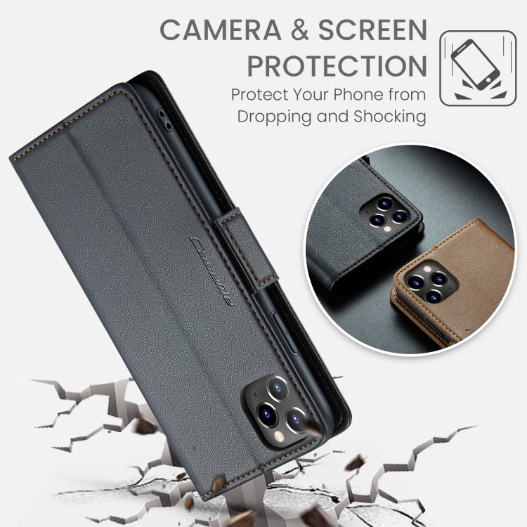 CaseMe 023 ซองใส่โทรศัพท์หนังกันขโมยหัวเข็มขัดลายลิ้นจี่ลายผีเสื้อ, For iPhone 11 Pro, For iPhone 11 Pro Max, For iPhone XS Max, For iPhone XS, For iPhone XR, For iPhone SE 2022/SE 2020/6/7/8, For iPhone 6 Plus/7 Plus/8 Plus