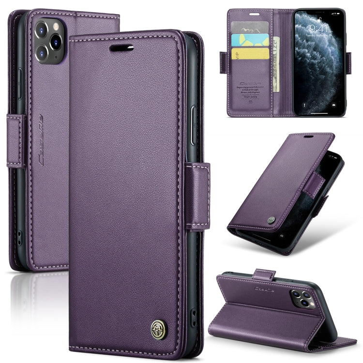 CaseMe 023 ซองใส่โทรศัพท์หนังกันขโมยหัวเข็มขัดลายลิ้นจี่ลายผีเสื้อ, For iPhone 11 Pro, For iPhone 11 Pro Max, For iPhone XS Max, For iPhone XS, For iPhone XR, For iPhone SE 2022/SE 2020/6/7/8, For iPhone 6 Plus/7 Plus/8 Plus