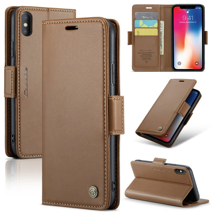 CaseMe 023 ซองใส่โทรศัพท์หนังกันขโมยหัวเข็มขัดลายลิ้นจี่ลายผีเสื้อ, For iPhone 11 Pro, For iPhone 11 Pro Max, For iPhone XS Max, For iPhone XS, For iPhone XR, For iPhone SE 2022/SE 2020/6/7/8, For iPhone 6 Plus/7 Plus/8 Plus
