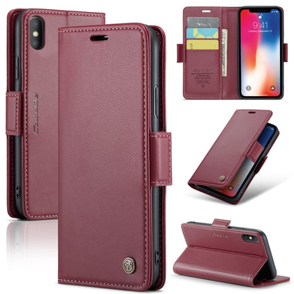 CaseMe 023 ซองใส่โทรศัพท์หนังกันขโมยหัวเข็มขัดลายลิ้นจี่ลายผีเสื้อ, For iPhone 11 Pro, For iPhone 11 Pro Max, For iPhone XS Max, For iPhone XS, For iPhone XR, For iPhone SE 2022/SE 2020/6/7/8, For iPhone 6 Plus/7 Plus/8 Plus