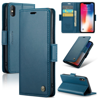CaseMe 023 ซองใส่โทรศัพท์หนังกันขโมยหัวเข็มขัดลายลิ้นจี่ลายผีเสื้อ, For iPhone 11 Pro, For iPhone 11 Pro Max, For iPhone XS Max, For iPhone XS, For iPhone XR, For iPhone SE 2022/SE 2020/6/7/8, For iPhone 6 Plus/7 Plus/8 Plus