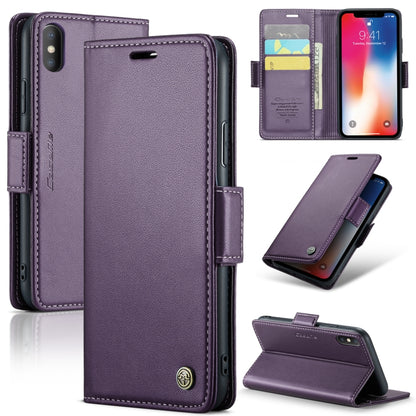 CaseMe 023 ซองใส่โทรศัพท์หนังกันขโมยหัวเข็มขัดลายลิ้นจี่ลายผีเสื้อ, For iPhone 11 Pro, For iPhone 11 Pro Max, For iPhone XS Max, For iPhone XS, For iPhone XR, For iPhone SE 2022/SE 2020/6/7/8, For iPhone 6 Plus/7 Plus/8 Plus