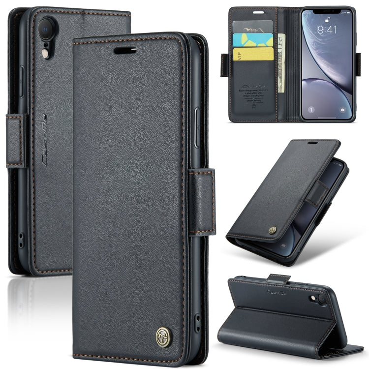CaseMe 023 ซองใส่โทรศัพท์หนังกันขโมยหัวเข็มขัดลายลิ้นจี่ลายผีเสื้อ, For iPhone 11 Pro, For iPhone 11 Pro Max, For iPhone XS Max, For iPhone XS, For iPhone XR, For iPhone SE 2022/SE 2020/6/7/8, For iPhone 6 Plus/7 Plus/8 Plus