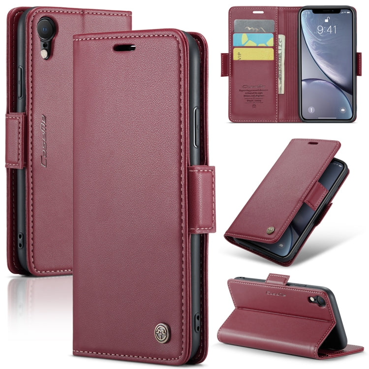CaseMe 023 ซองใส่โทรศัพท์หนังกันขโมยหัวเข็มขัดลายลิ้นจี่ลายผีเสื้อ, For iPhone 11 Pro, For iPhone 11 Pro Max, For iPhone XS Max, For iPhone XS, For iPhone XR, For iPhone SE 2022/SE 2020/6/7/8, For iPhone 6 Plus/7 Plus/8 Plus