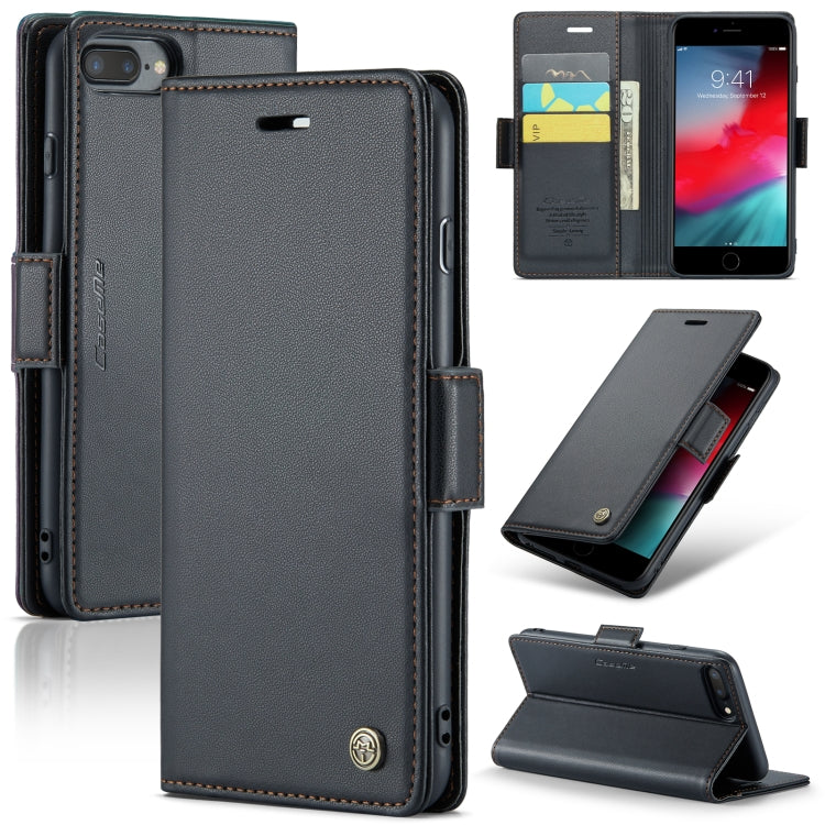 CaseMe 023 ซองใส่โทรศัพท์หนังกันขโมยหัวเข็มขัดลายลิ้นจี่ลายผีเสื้อ, For iPhone 11 Pro, For iPhone 11 Pro Max, For iPhone XS Max, For iPhone XS, For iPhone XR, For iPhone SE 2022/SE 2020/6/7/8, For iPhone 6 Plus/7 Plus/8 Plus