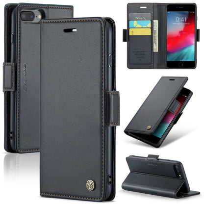 CaseMe 023 ซองใส่โทรศัพท์หนังกันขโมยหัวเข็มขัดลายลิ้นจี่ลายผีเสื้อ, For iPhone 11 Pro, For iPhone 11 Pro Max, For iPhone XS Max, For iPhone XS, For iPhone XR, For iPhone SE 2022/SE 2020/6/7/8, For iPhone 6 Plus/7 Plus/8 Plus