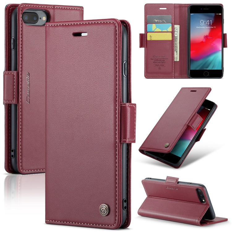 CaseMe 023 ซองใส่โทรศัพท์หนังกันขโมยหัวเข็มขัดลายลิ้นจี่ลายผีเสื้อ, For iPhone 11 Pro, For iPhone 11 Pro Max, For iPhone XS Max, For iPhone XS, For iPhone XR, For iPhone SE 2022/SE 2020/6/7/8, For iPhone 6 Plus/7 Plus/8 Plus