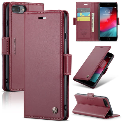 CaseMe 023 ซองใส่โทรศัพท์หนังกันขโมยหัวเข็มขัดลายลิ้นจี่ลายผีเสื้อ, For iPhone 11 Pro, For iPhone 11 Pro Max, For iPhone XS Max, For iPhone XS, For iPhone XR, For iPhone SE 2022/SE 2020/6/7/8, For iPhone 6 Plus/7 Plus/8 Plus